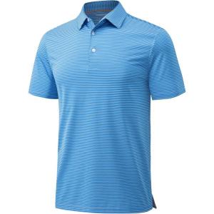imageMAGCOMSEN Mens Polo Shirts Short Sleeve Striped Golf Polos Dry Fit Casual Collared ShirtSky Blue