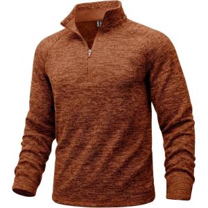 imageMAGCOMSEN Mens Quarter Zip Pullover Long Sleeve Fleece Lined Sweatshirts 14 Zip Golf Sweater Winter CasualRed