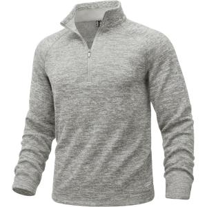 imageMAGCOMSEN Mens Quarter Zip Pullover Long Sleeve Fleece Lined Sweatshirts 14 Zip Golf Sweater Winter CasualWhite