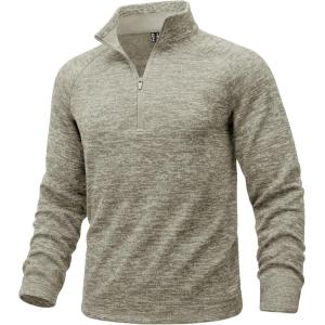 imageMAGCOMSEN Mens Quarter Zip Pullover Long Sleeve Fleece Lined Sweatshirts 14 Zip Golf Sweater Winter CasualYellow