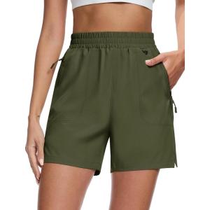 imageMAGCOMSEN Womens 5quot Hiking Cargo Shorts UPF 50 Quick Dry Lightweight Golf Athletic Casual Summer Shorts with PocketsArmy Green