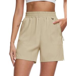 imageMAGCOMSEN Womens 5quot Hiking Cargo Shorts UPF 50 Quick Dry Lightweight Golf Athletic Casual Summer Shorts with PocketsLight Khaki