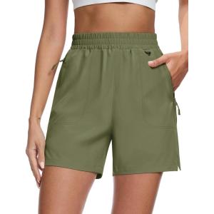imageMAGCOMSEN Womens 5quot Hiking Cargo Shorts UPF 50 Quick Dry Lightweight Golf Athletic Casual Summer Shorts with PocketsSage Green