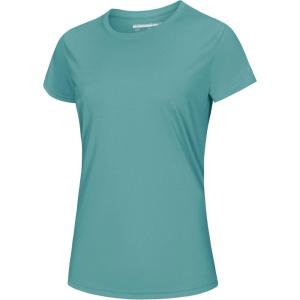 imageMAGCOMSEN Womens Short Sleeve TShirts UPF 50 Sun Protection Quick Dry Athletic Running Workout Rash Guard TopsGrey Green