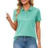 imageMAGCOMSEN Womens Polo Shirts Short Sleeve Quick Dry Golf TShirts Collared Golf Tops for Work Casual 4 ButtonsLight Green