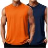 imageMAGCOMSEN 2 Pack Mens UPF 80 Tank Tops Quick Dry Workout Gym Sleeveless Muscle Shirts Cooling Summer Beach Swim ShirtNavyOrange