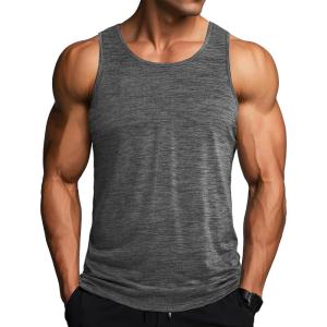 imageMAGCOMSEN Mens Tank Tops Quick Dry Workout Sleeveless Gym Muscle Shirts Athletic Bodybuilding Tee ShirtDark Grey