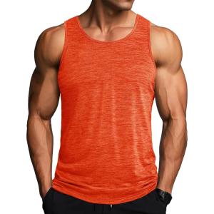 imageMAGCOMSEN Mens Tank Tops Quick Dry Workout Sleeveless Gym Muscle Shirts Athletic Bodybuilding Tee ShirtOrange