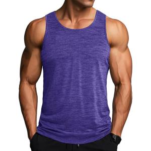 imageMAGCOMSEN Mens Tank Tops Quick Dry Workout Sleeveless Gym Muscle Shirts Athletic Bodybuilding Tee ShirtViolet