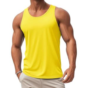 imageMAGCOMSEN Mens Workout Tank Tops Muscle Athletic Gym Cotton Undershirt Sleeveless Shirts07yellow