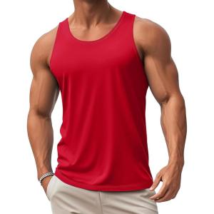 imageMAGCOMSEN Mens Workout Tank Tops Muscle Athletic Gym Cotton Undershirt Sleeveless Shirts12tomato Red