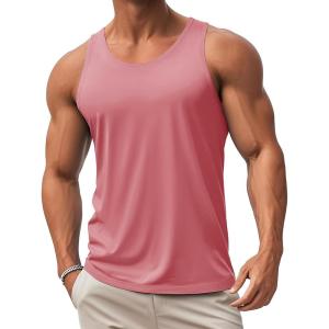 imageMAGCOMSEN Mens Workout Tank Tops Muscle Athletic Gym Cotton Undershirt Sleeveless Shirts13grey Pink