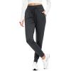 imageMAGCOMSEN Womens Fleece Lined Joggers High Waisted Water Resistant Thermal Winter Hiking Running Sweatpants with PocketsDark Grey