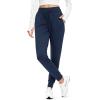 imageMAGCOMSEN Womens Fleece Lined Joggers High Waisted Water Resistant Thermal Winter Hiking Running Sweatpants with PocketsNavy