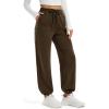 imageMAGCOMSEN Womens Fleece Lined Joggers Winter Baggy Sweatpants with Pockets Thermal High Waisted Casual Athletic PantsDark Brown