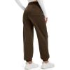 imageMAGCOMSEN Womens Fleece Lined Joggers Winter Baggy Sweatpants with Pockets Thermal High Waisted Casual Athletic PantsDark Brown