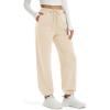 imageMAGCOMSEN Womens Fleece Lined Joggers Winter Baggy Sweatpants with Pockets Thermal High Waisted Casual Athletic PantsLight Apricot