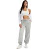 imageMAGCOMSEN Womens Fleece Lined Joggers Winter Baggy Sweatpants with Pockets Thermal High Waisted Casual Athletic PantsLight Grey