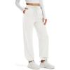 imageMAGCOMSEN Womens Fleece Lined Joggers Winter Baggy Sweatpants with Pockets Thermal High Waisted Casual Athletic PantsWhite