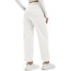 imageMAGCOMSEN Womens Fleece Lined Joggers Winter Baggy Sweatpants with Pockets Thermal High Waisted Casual Athletic PantsWhite