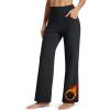 imageMAGCOMSEN Womens Fleece Lined Yoga Pants with Pockets Wide Leg High Waisted Waterproof Winter Thermal Work Casual PantsBlack