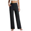 imageMAGCOMSEN Womens Fleece Lined Yoga Pants with Pockets Wide Leg High Waisted Waterproof Winter Thermal Work Casual PantsBlack