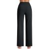 imageMAGCOMSEN Womens Fleece Lined Yoga Pants with Pockets Wide Leg High Waisted Waterproof Winter Thermal Work Casual PantsBlack