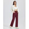 imageMAGCOMSEN Womens Fleece Lined Yoga Pants with Pockets Wide Leg High Waisted Waterproof Winter Thermal Work Casual PantsBurgundy