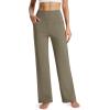 imageMAGCOMSEN Womens Fleece Lined Yoga Pants with Pockets Wide Leg High Waisted Waterproof Winter Thermal Work Casual PantsCoffee Grey