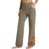 imageMAGCOMSEN Womens Fleece Lined Yoga Pants with Pockets Wide Leg High Waisted Waterproof Winter Thermal Work Casual PantsCoffee Grey