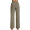 imageMAGCOMSEN Womens Fleece Lined Yoga Pants with Pockets Wide Leg High Waisted Waterproof Winter Thermal Work Casual PantsCoffee Grey