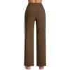 imageMAGCOMSEN Womens Fleece Lined Yoga Pants with Pockets Wide Leg High Waisted Waterproof Winter Thermal Work Casual PantsDark Brown
