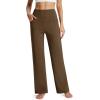 imageMAGCOMSEN Womens Fleece Lined Yoga Pants with Pockets Wide Leg High Waisted Waterproof Winter Thermal Work Casual PantsDark Brown