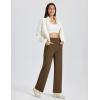 imageMAGCOMSEN Womens Fleece Lined Yoga Pants with Pockets Wide Leg High Waisted Waterproof Winter Thermal Work Casual PantsDark Brown