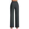 imageMAGCOMSEN Womens Fleece Lined Yoga Pants with Pockets Wide Leg High Waisted Waterproof Winter Thermal Work Casual PantsDark Grey