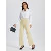 imageMAGCOMSEN Womens Fleece Lined Yoga Pants with Pockets Wide Leg High Waisted Waterproof Winter Thermal Work Casual PantsLight Apricot