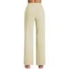imageMAGCOMSEN Womens Fleece Lined Yoga Pants with Pockets Wide Leg High Waisted Waterproof Winter Thermal Work Casual PantsLight Apricot