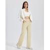imageMAGCOMSEN Womens Fleece Lined Yoga Pants with Pockets Wide Leg High Waisted Waterproof Winter Thermal Work Casual PantsLight Apricot