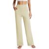 imageMAGCOMSEN Womens Fleece Lined Yoga Pants with Pockets Wide Leg High Waisted Waterproof Winter Thermal Work Casual PantsLight Apricot