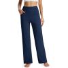 imageMAGCOMSEN Womens Fleece Lined Yoga Pants with Pockets Wide Leg High Waisted Waterproof Winter Thermal Work Casual PantsNavy