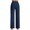 imageMAGCOMSEN Womens Fleece Lined Yoga Pants with Pockets Wide Leg High Waisted Waterproof Winter Thermal Work Casual PantsNavy