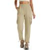 imageMAGCOMSEN Womens Cargo Pants Quick Dry Lightweight Hiking Travel Pants Water Resistant Safari Joggers with PocketsLight Khaki