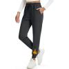 imageMAGCOMSEN Womens Fleece Lined Joggers Waterproof Thermal Winter Sweatpants Insulated Hiking Running Snow Pants PocketsDark Grey