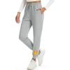 imageMAGCOMSEN Womens Fleece Lined Joggers Waterproof Thermal Winter Sweatpants Insulated Hiking Running Snow Pants PocketsLight Grey
