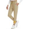 imageMAGCOMSEN Womens Fleece Lined Joggers Waterproof Thermal Winter Sweatpants Insulated Hiking Running Snow Pants PocketsLight Khaki