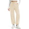 imageMAGCOMSEN Womens Fleece Lined Joggers Winter Baggy Sweatpants with Pockets Thermal High Waisted Casual Athletic PantsLight Apricot