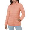 imageMAGCOMSEN Womens Puffer Jacket Lightweight Quilted Padded 4 Pockets Zipup Standcollar Winter Fleece CoatApricot