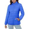 imageMAGCOMSEN Womens Puffer Jacket Lightweight Quilted Padded 4 Pockets Zipup Standcollar Winter Fleece CoatAzure Blue