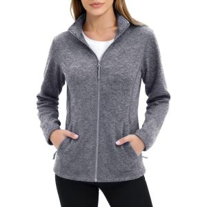 imageMAGCOMSEN Fleece Jacket Women Zip UP Lightweight Soft Polar Warm Winter Jackets for Women with Pockets Outdoor HikingDark Grey