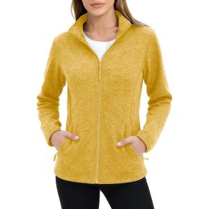 imageMAGCOMSEN Fleece Jacket Women Zip UP Lightweight Soft Polar Warm Winter Jackets for Women with Pockets Outdoor HikingGinger